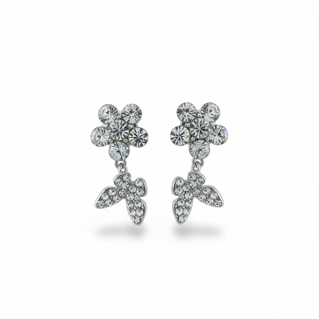Floral Sparkle Drop Earrings GWE -106