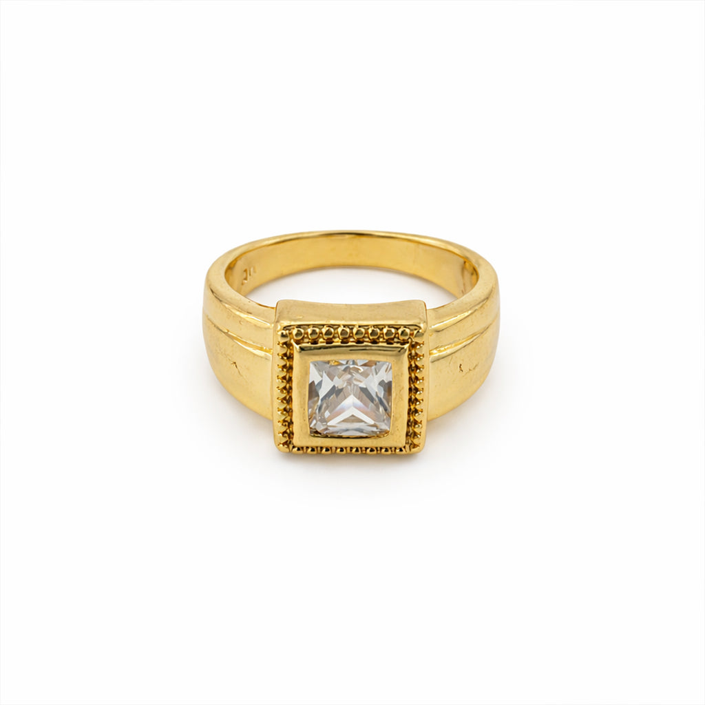 Men’s Gold-Tone Square Stone Ring GMR -24