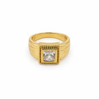 Men’s Gold-Tone Square Stone Ring GMR -24