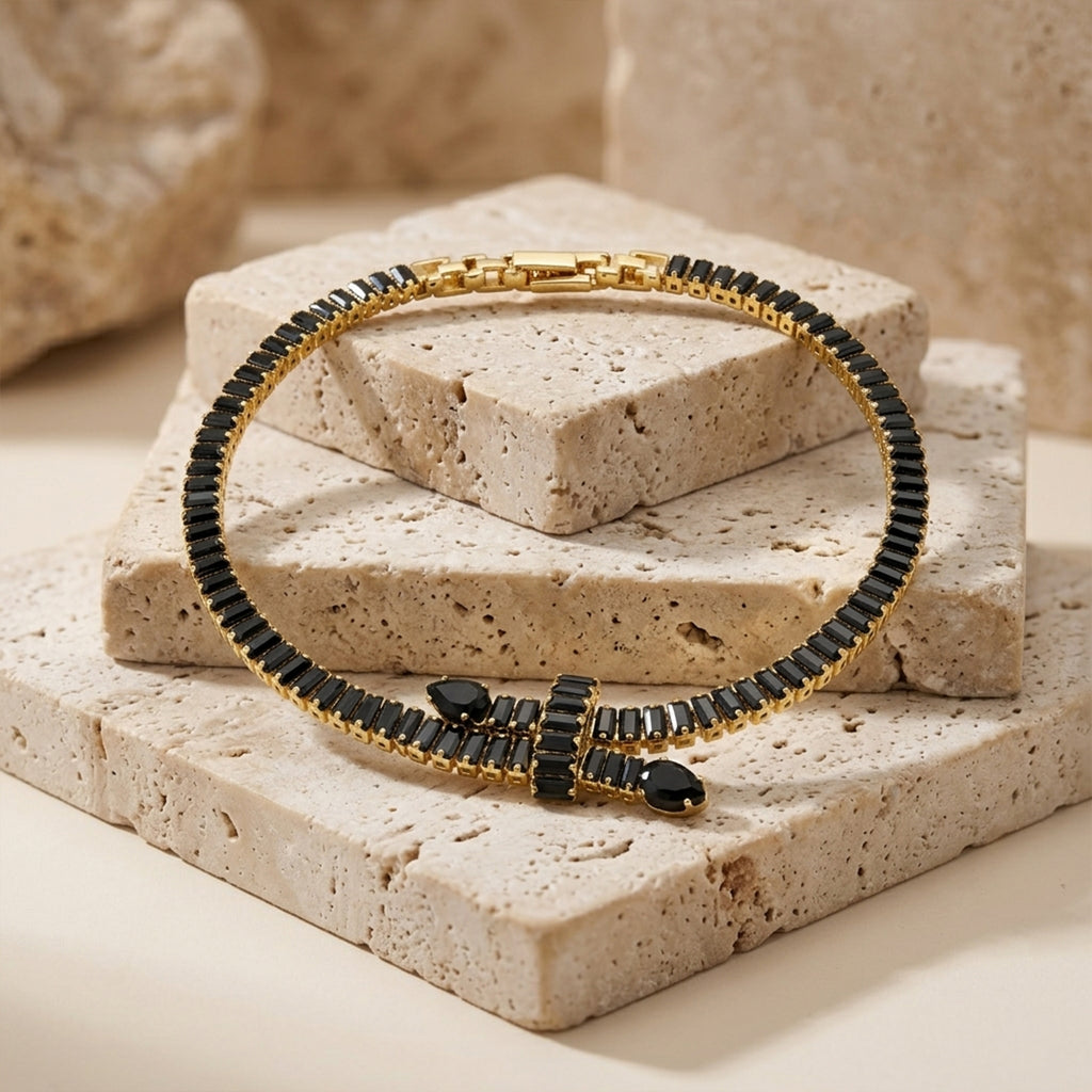 Black Stone Bow Bracelet GWB -126