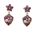 Purple Floral Earrings GWE -180