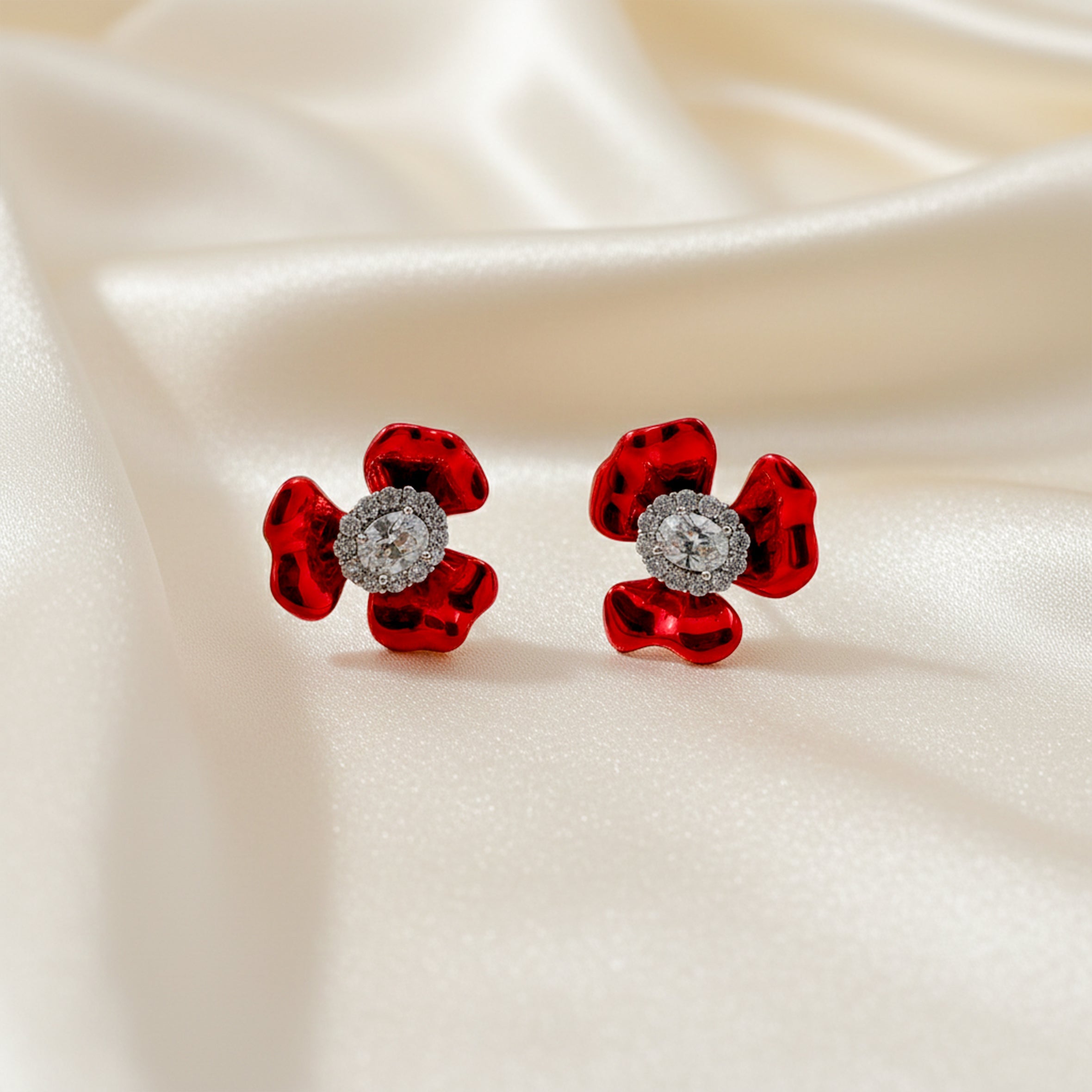 Ruby Bloom Crystal Stud Earrings GWE -84