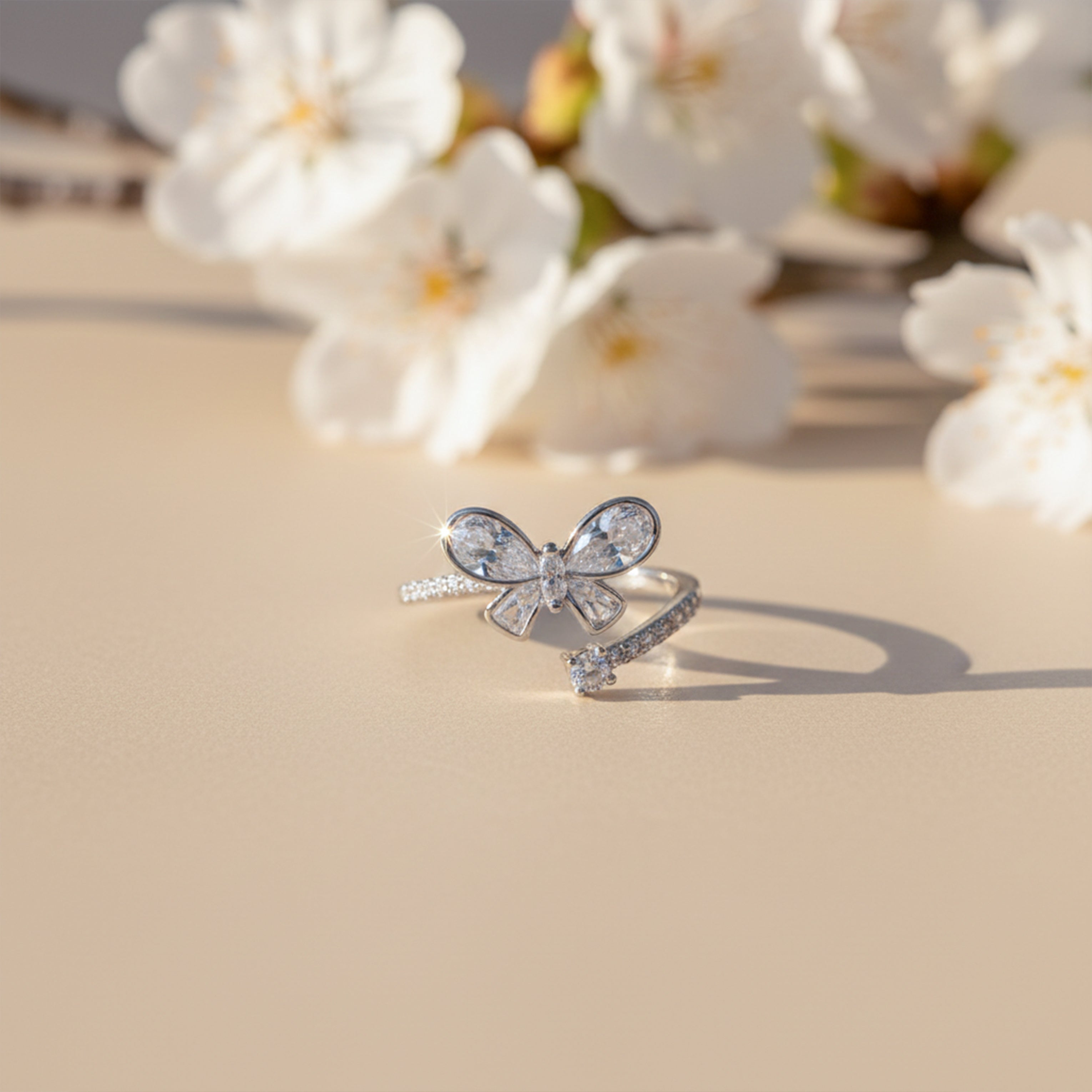 Crystal Butterfly Open Ring GWR -32