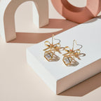 Golden Bow Cube Drop Earrings GWE -110