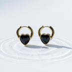Midnight Heart Gold Hoop Earrings GWE -66