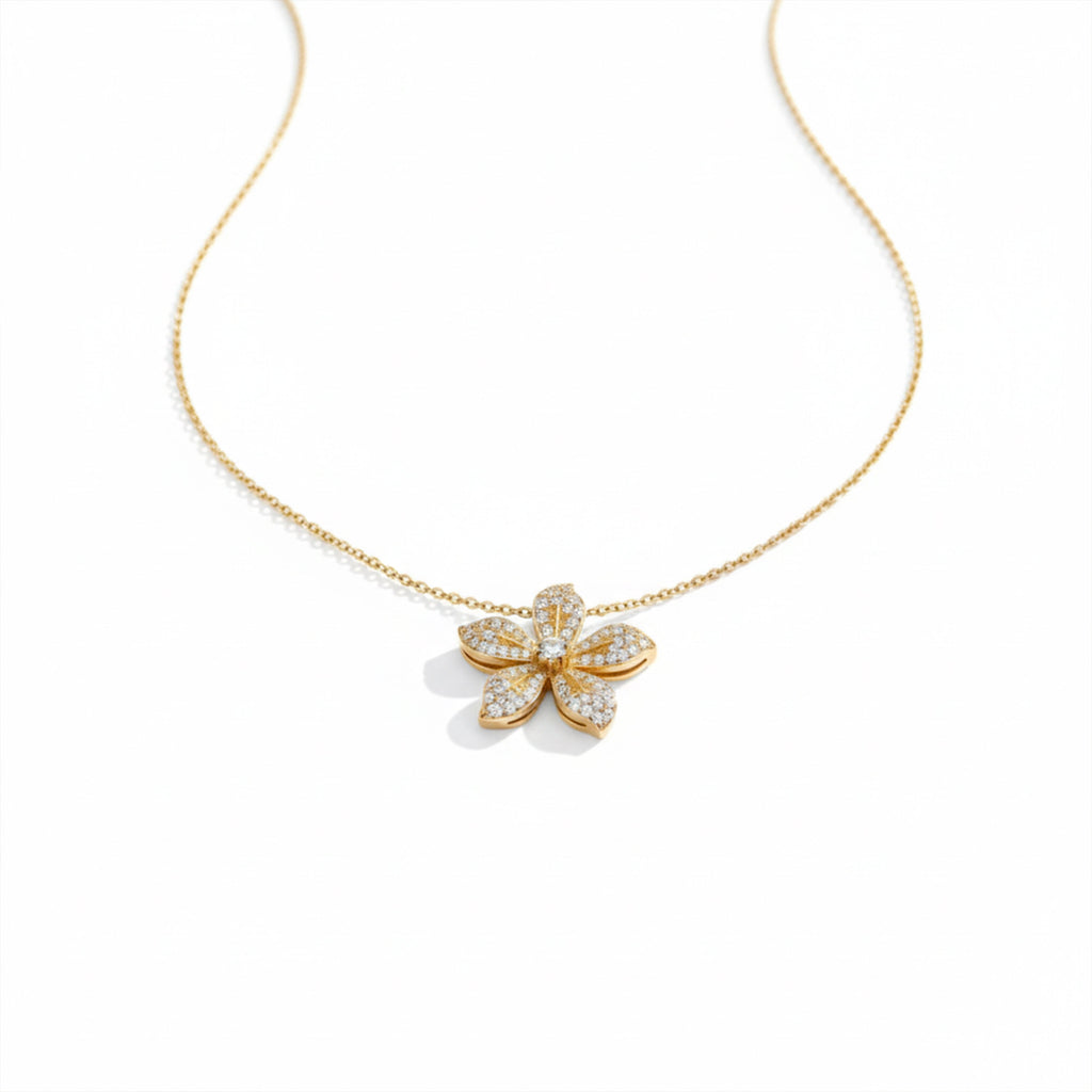 Brilliant Crystal Flower Statement Women Necklace GWN -144