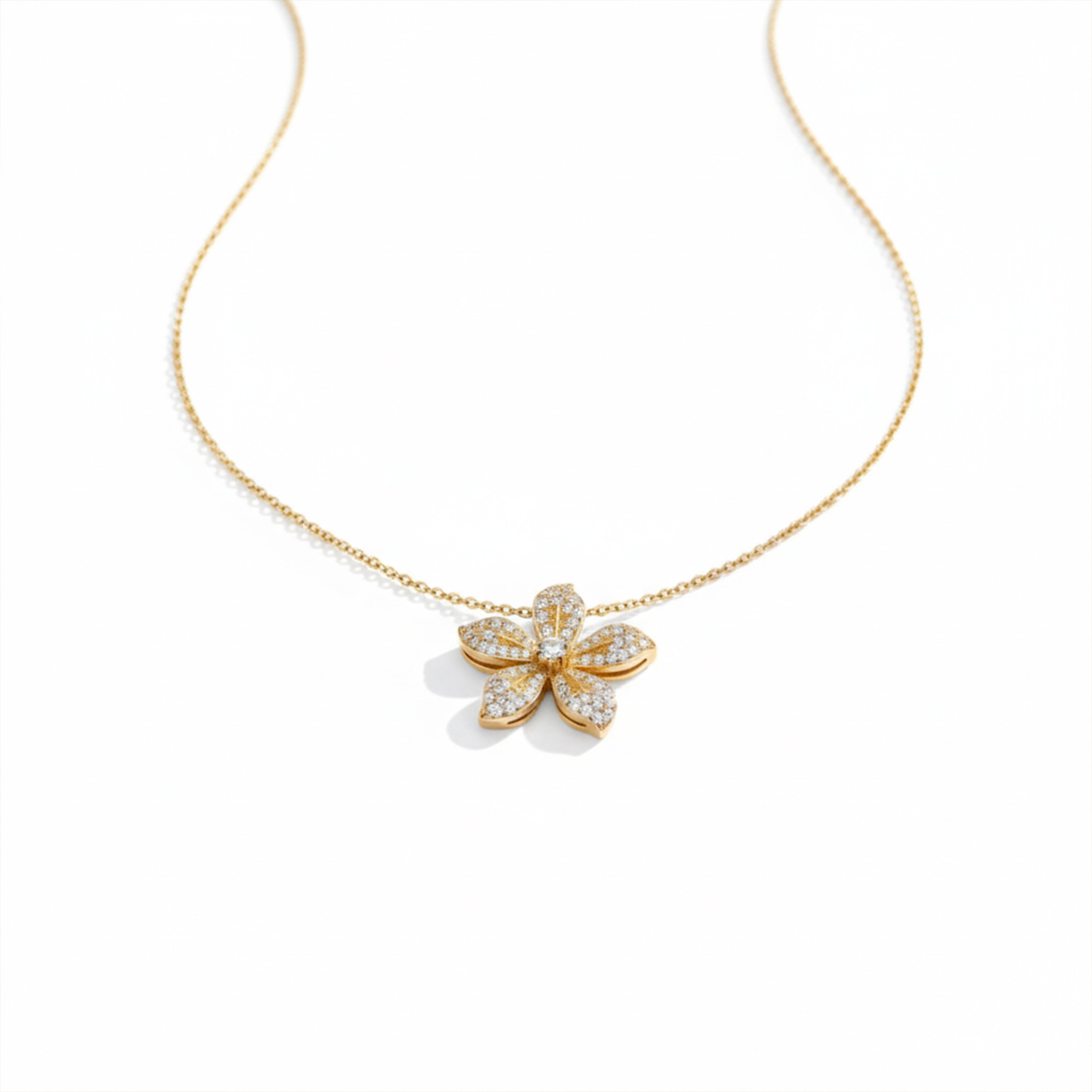 Brilliant Crystal Flower Statement Women Necklace GWN -144