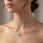 Emerald Green Floral CZ Pendant Necklace GWN -82