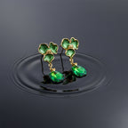 Green Enamel Floral Drop Earrings GWE -233