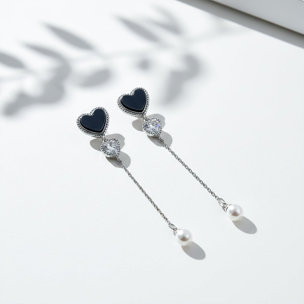 Heart Pearl Drop Earrings GWE -85