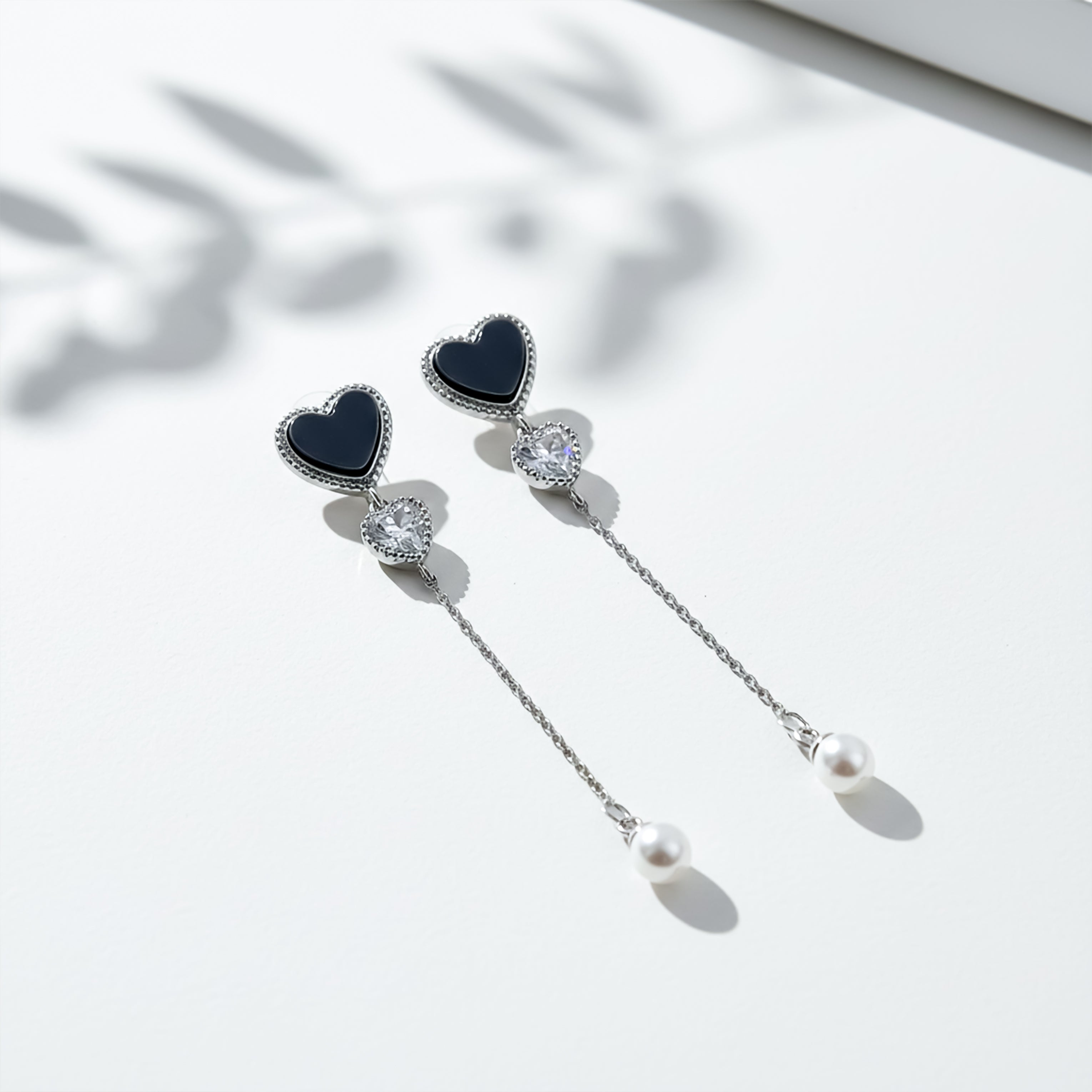 Heart Pearl Drop Earrings GWE -85