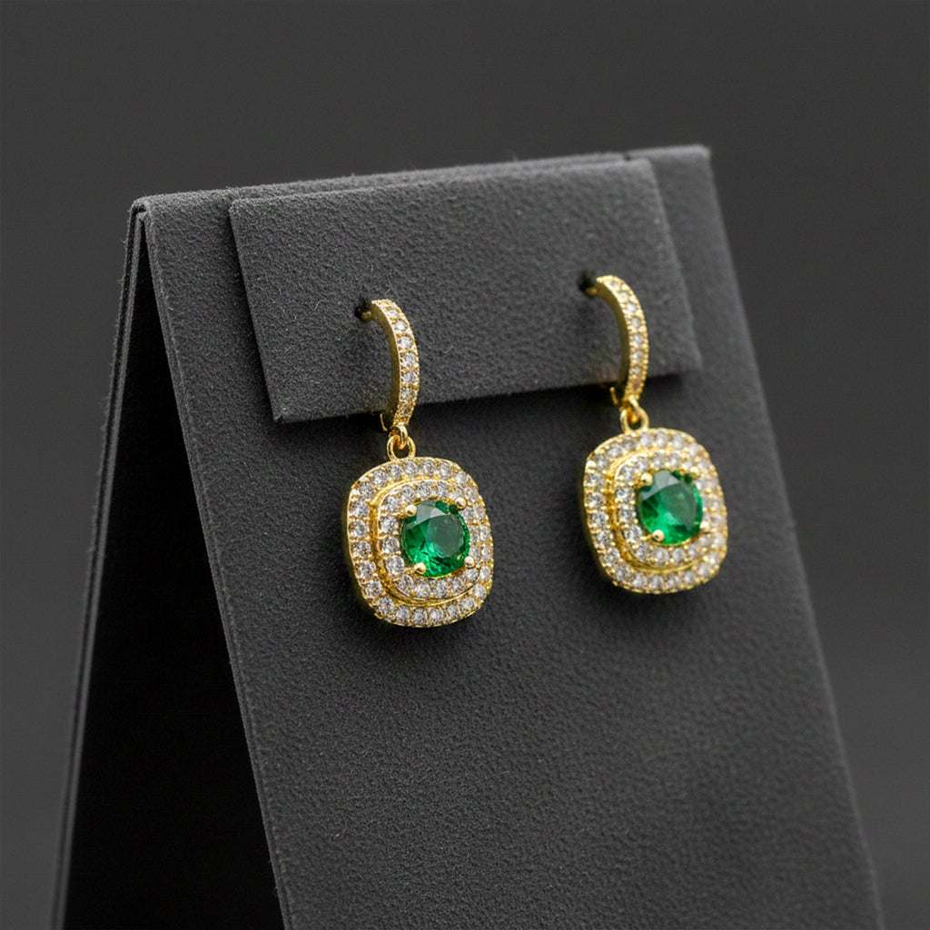 Emerald Green Crystal Drop Earrings GWE -134