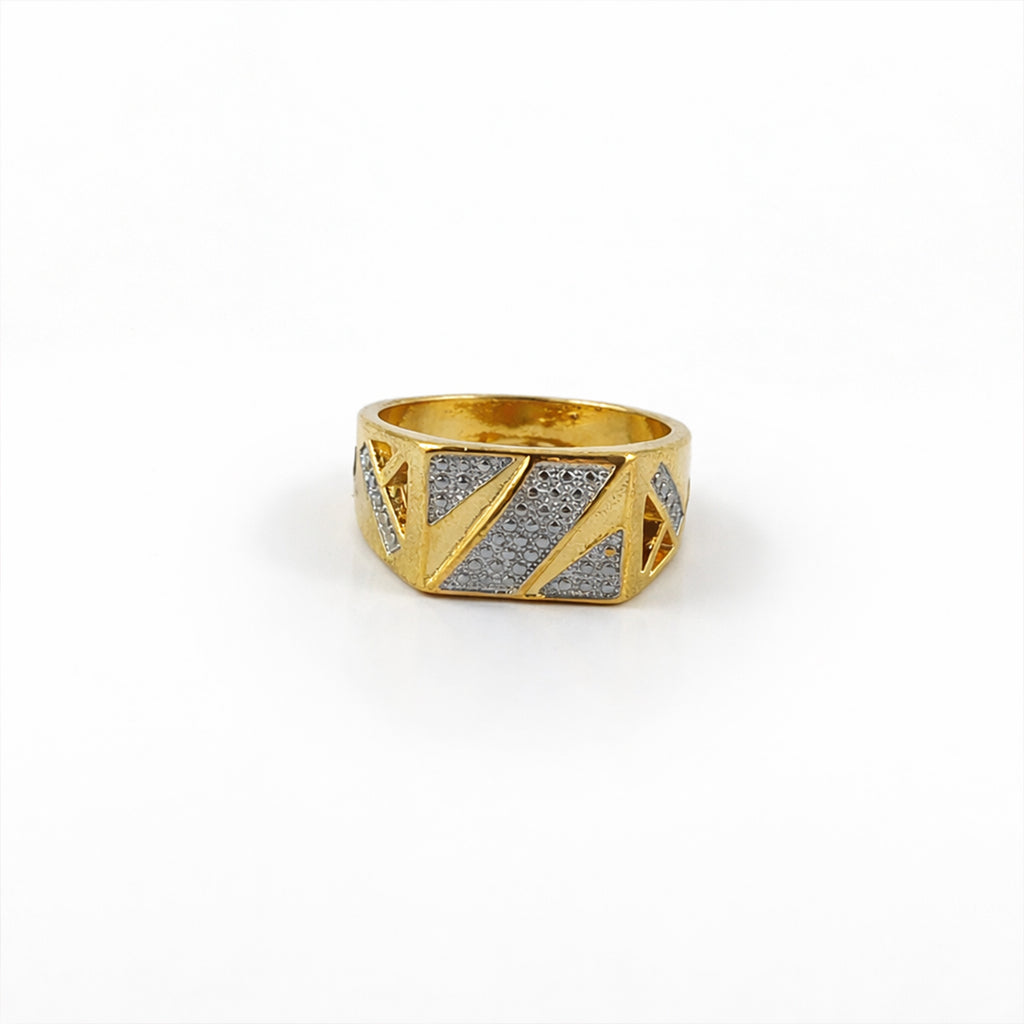 Men’s Gold-Tone Geometric Textured Ring GMR -27