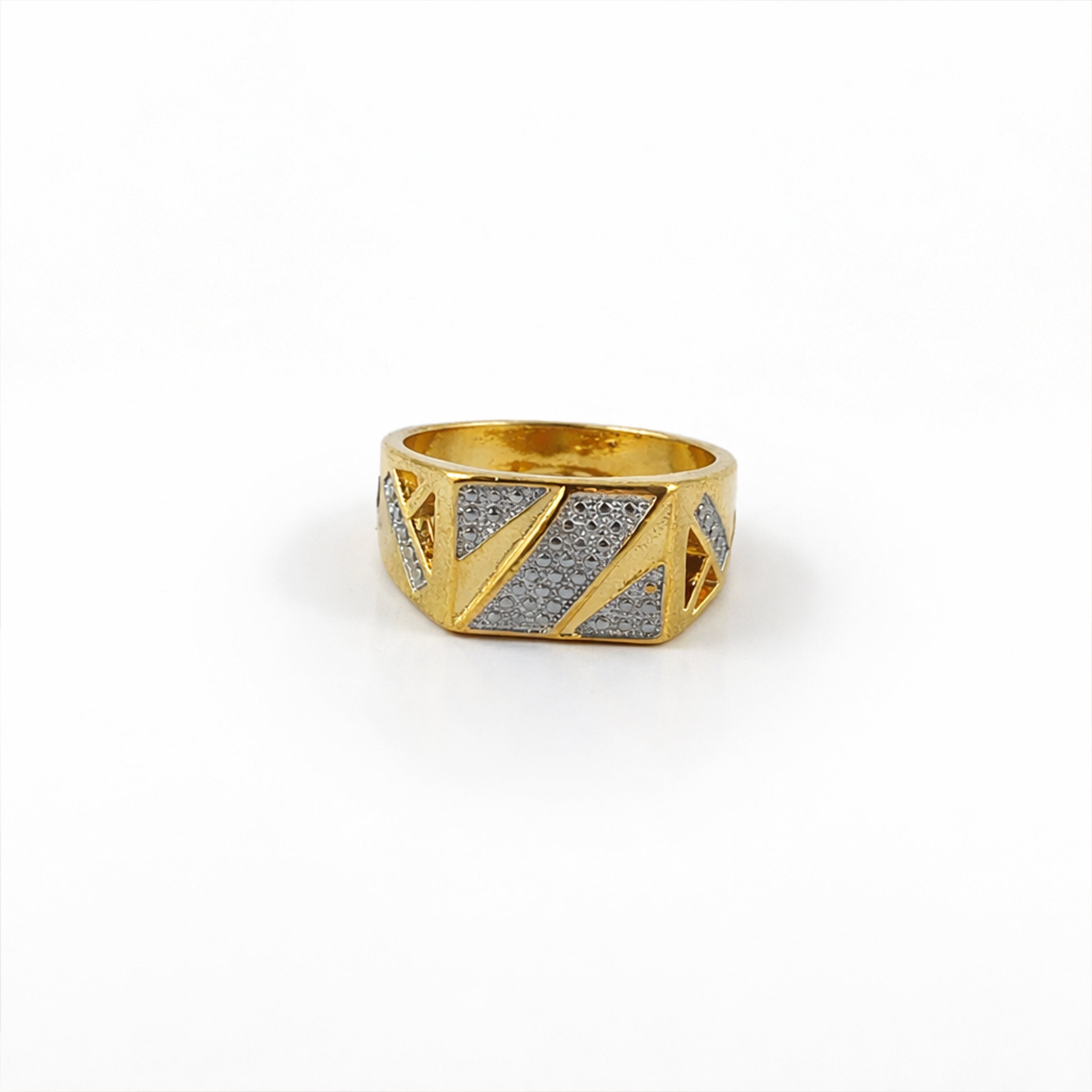 Men’s Gold-Tone Geometric Textured Ring GMR -27