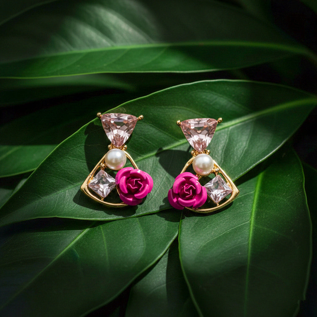 Rose Pearl Stud Earrings GWE -237