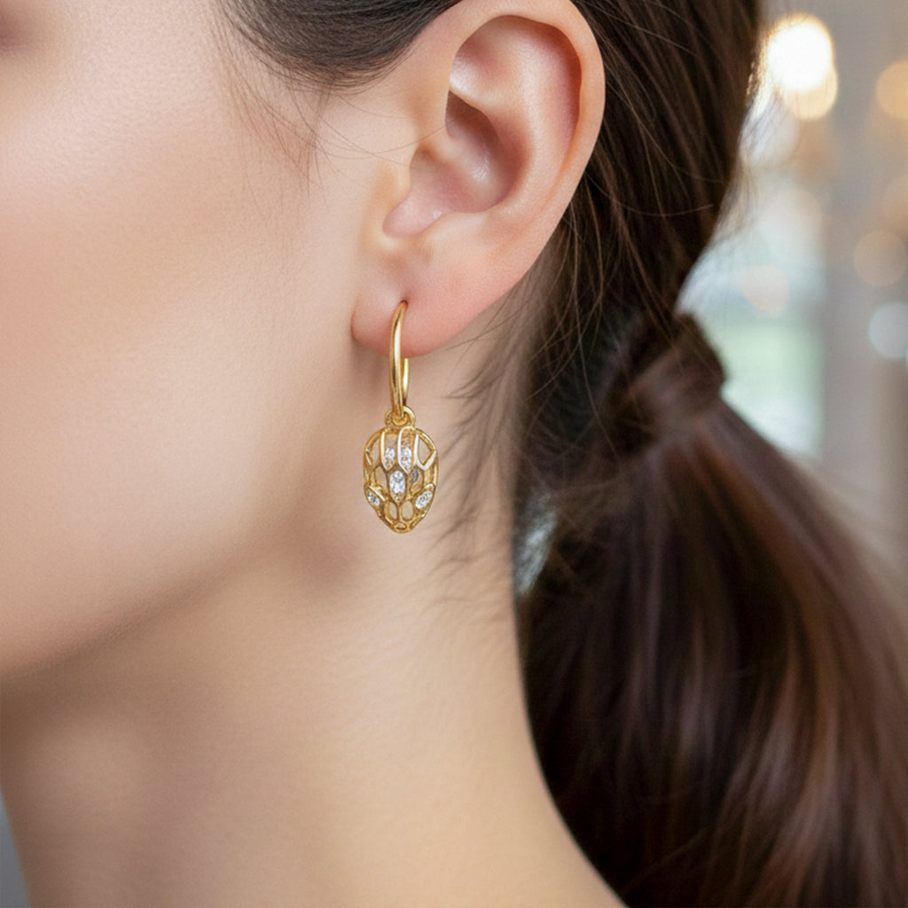Golden Leaf Crystal Drop Earrings GWE -100