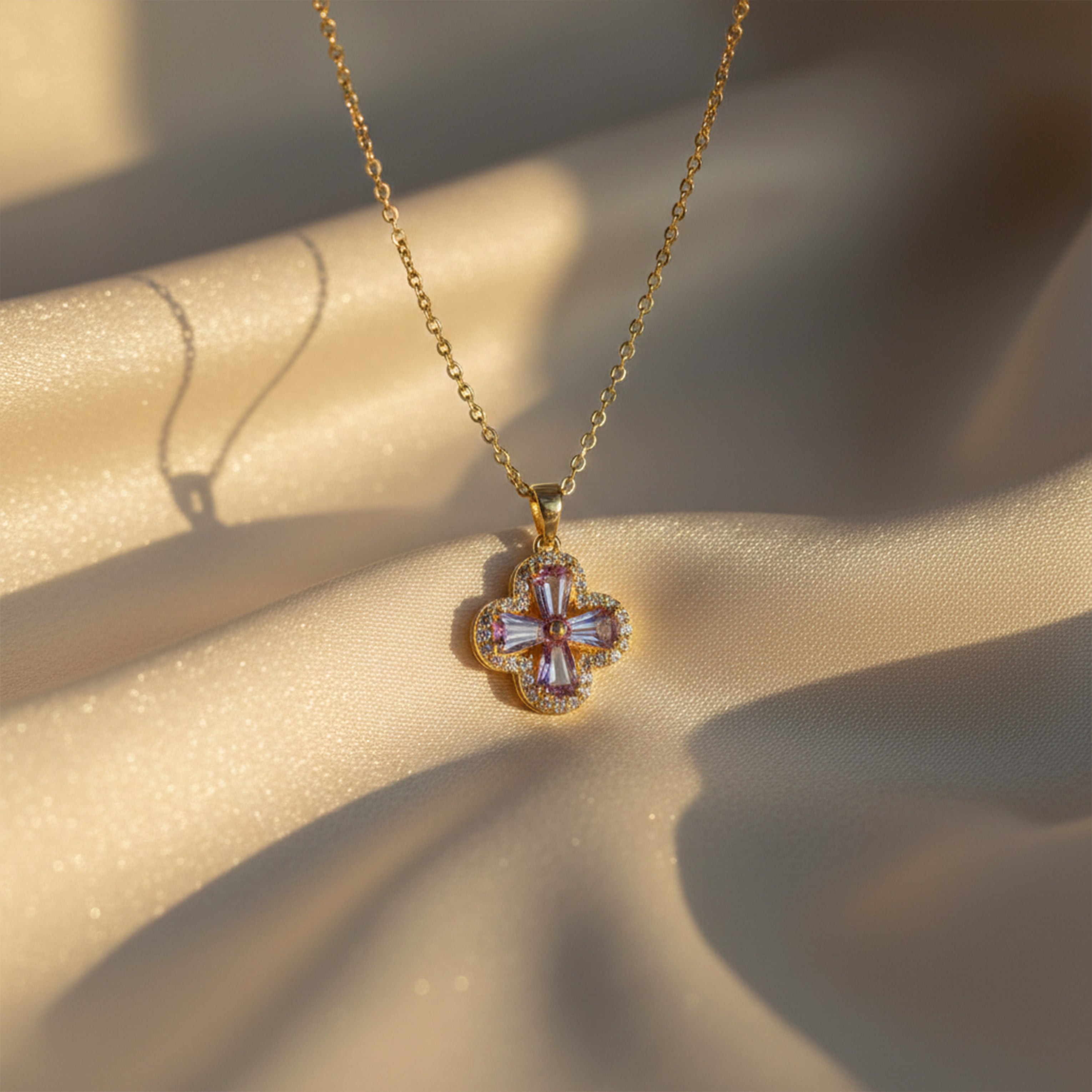 Lavender Blossom Pendant Necklace GWN -97