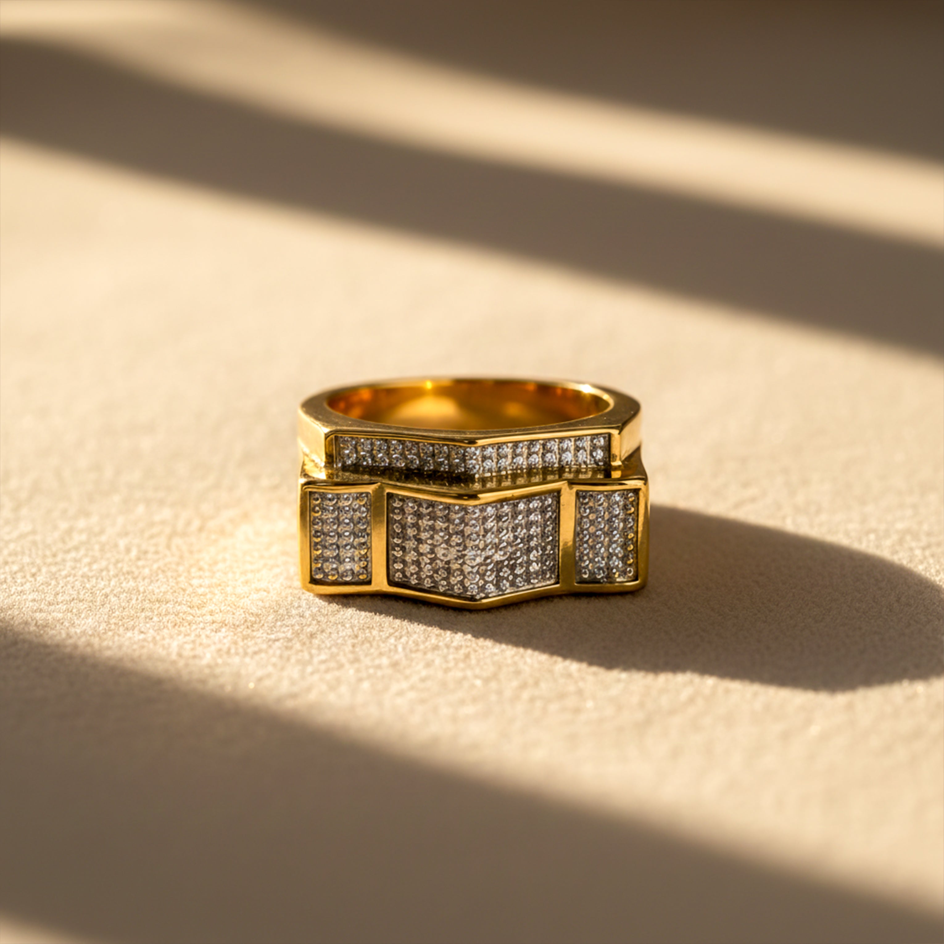 Men’s Gold-Tone Geometric Textured Ring GMR -15