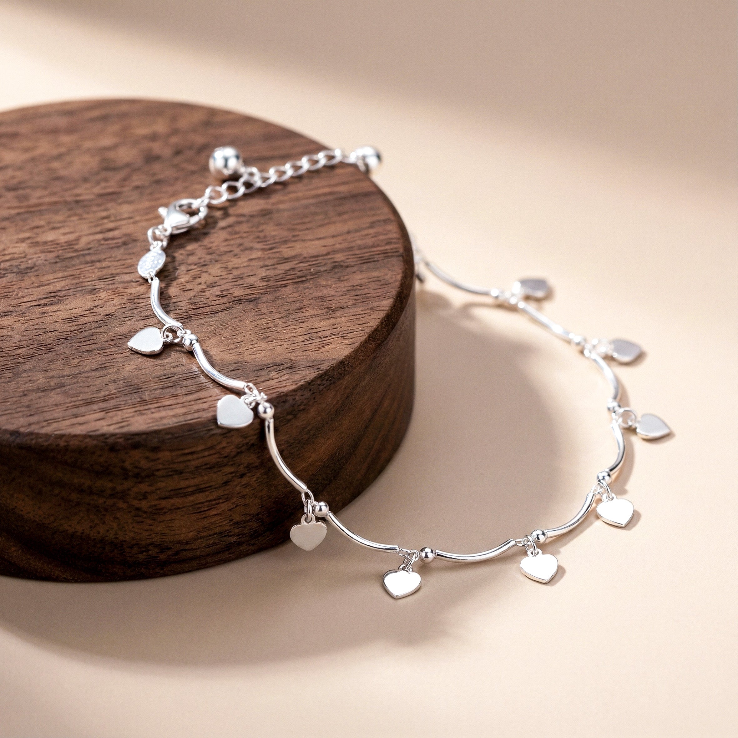 Silver Heart Charm Anklet GWA -30