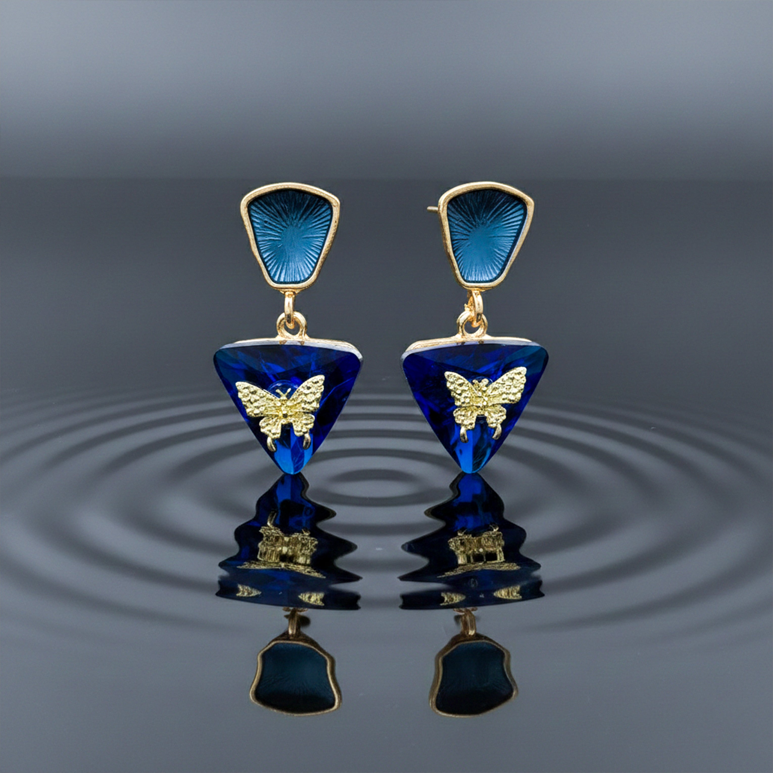 Blue Butterfly Crystal Earrings GWE -223