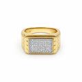Men’s Gold-Tone Silver Textured Ring GMR -22