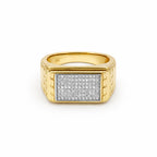 Men’s Gold-Tone Silver Textured Ring GMR -22