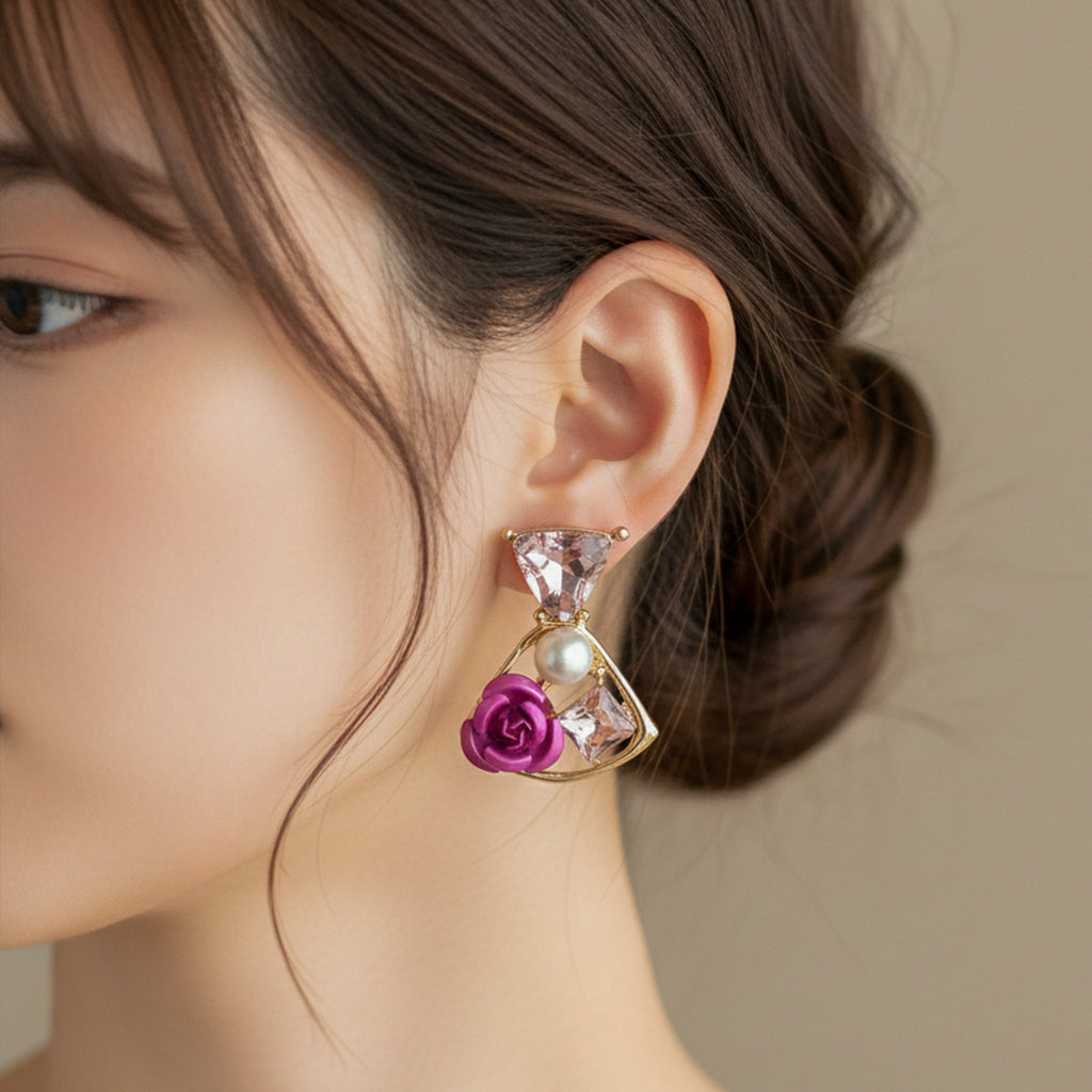 Rose Pearl Stud Earrings GWE -237
