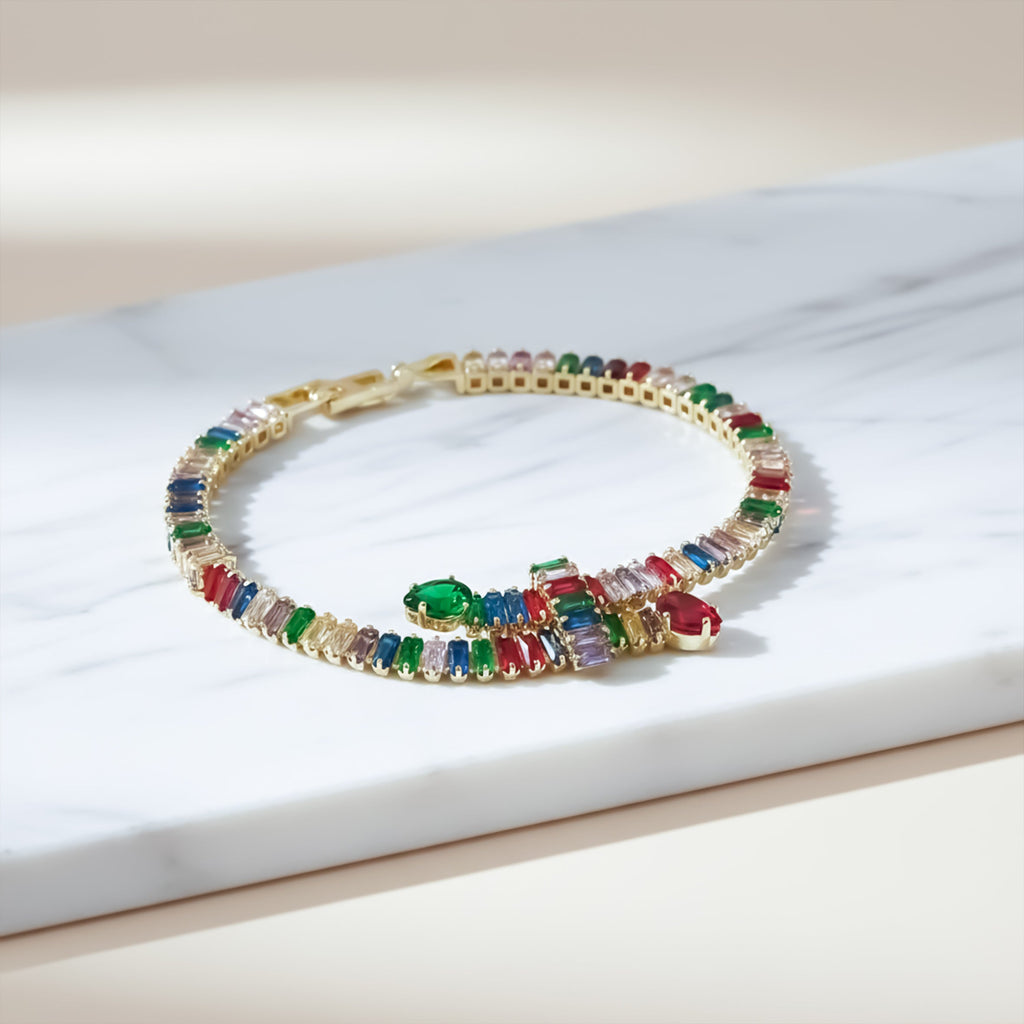 Rainbow Baguette Charm Bracelet GWB -128