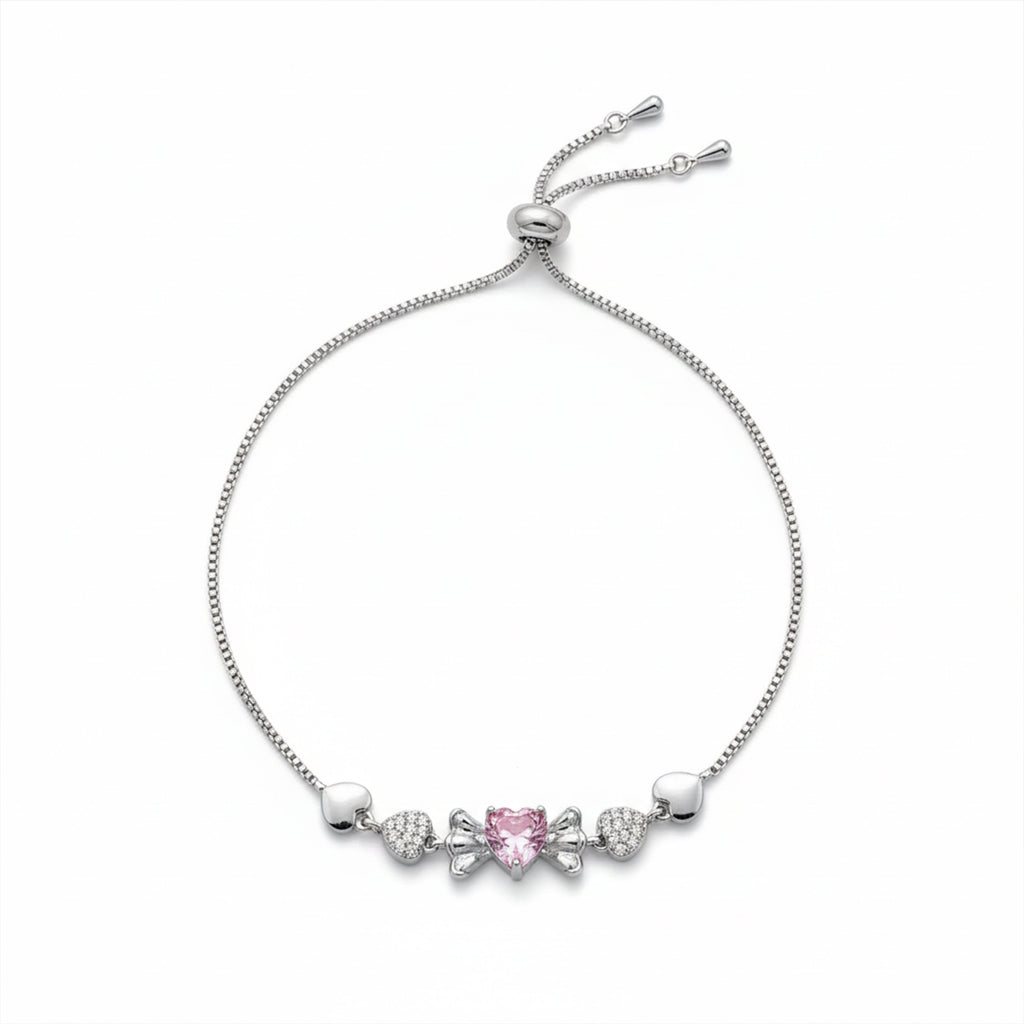 Pink Heart Bow Bracelet GWB -155