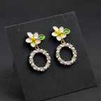 Floral & Crystal Hoop Drop Earrings GWE -133