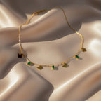 Butterfly Charm Green Stone Necklace GWN -105