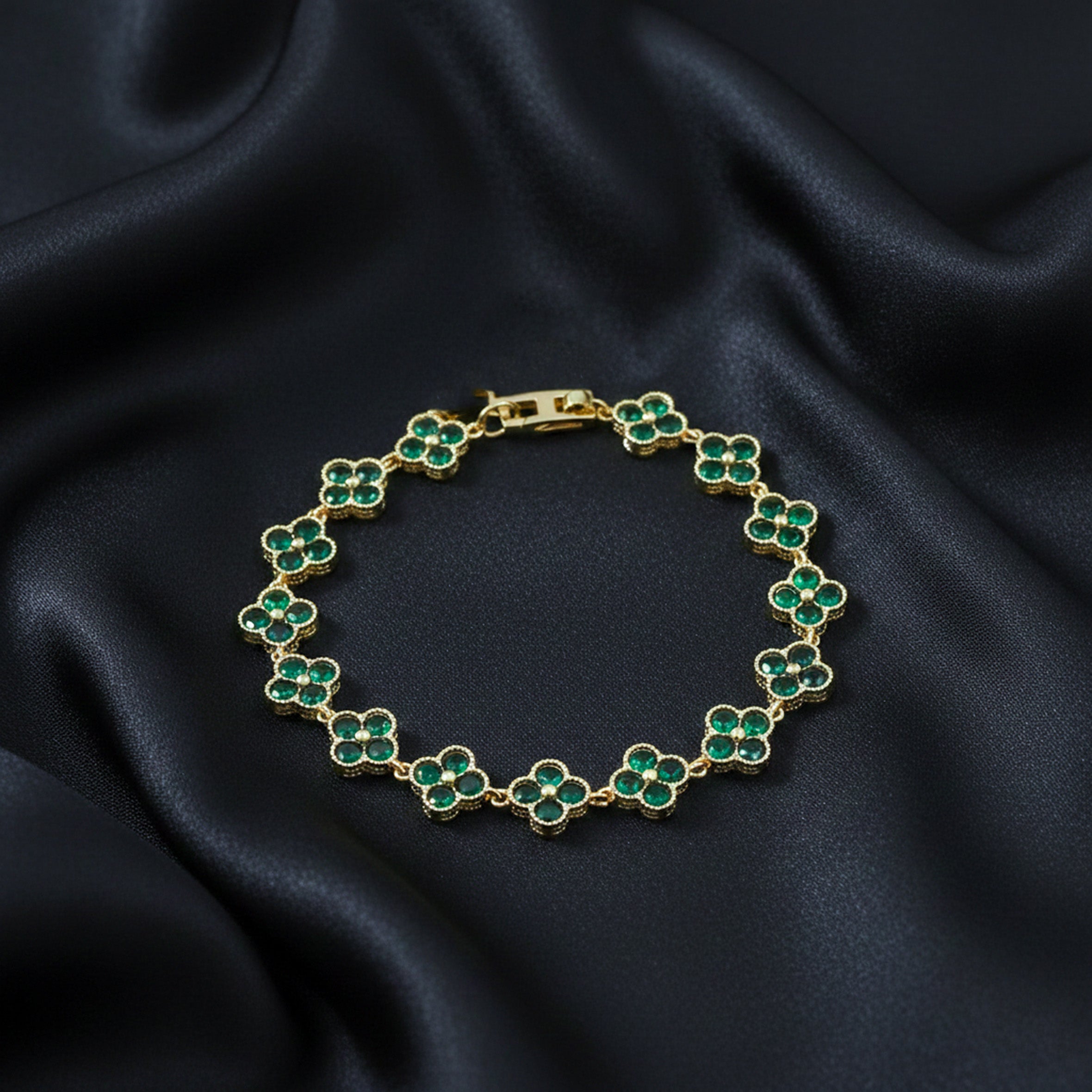 Emerald Clover Gold Bracelet GWB -130