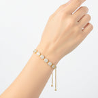 Gold CZ Halo Link Adjustable Bracelet GWB -159