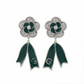 Emerald Silver Bloom Drop Earrings GWE -62