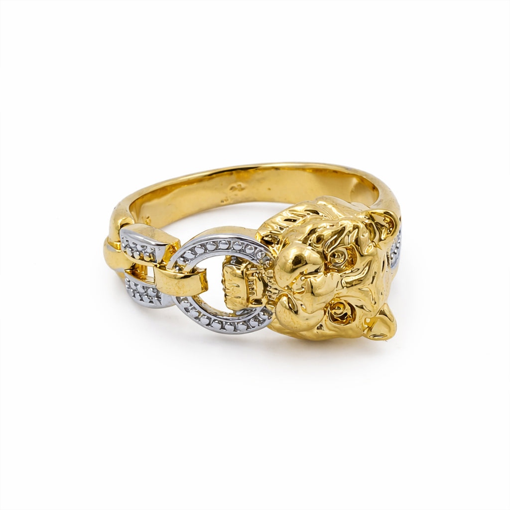 Men’s Gold Lion Head Two-Tone Ring GMR -25