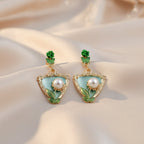 Emerald Rose Pearl Drop Earrings GWE -220