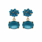 Teal Crystal Oval Drop Earrings GWE -218