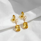 Yellow Floral Crystal Earrings GWE -245