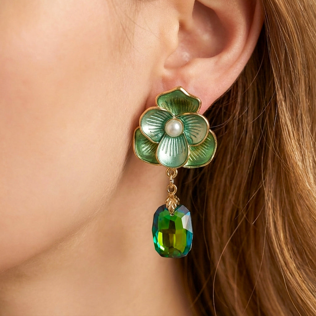 Green Floral Earrings GWE -231  No reviews