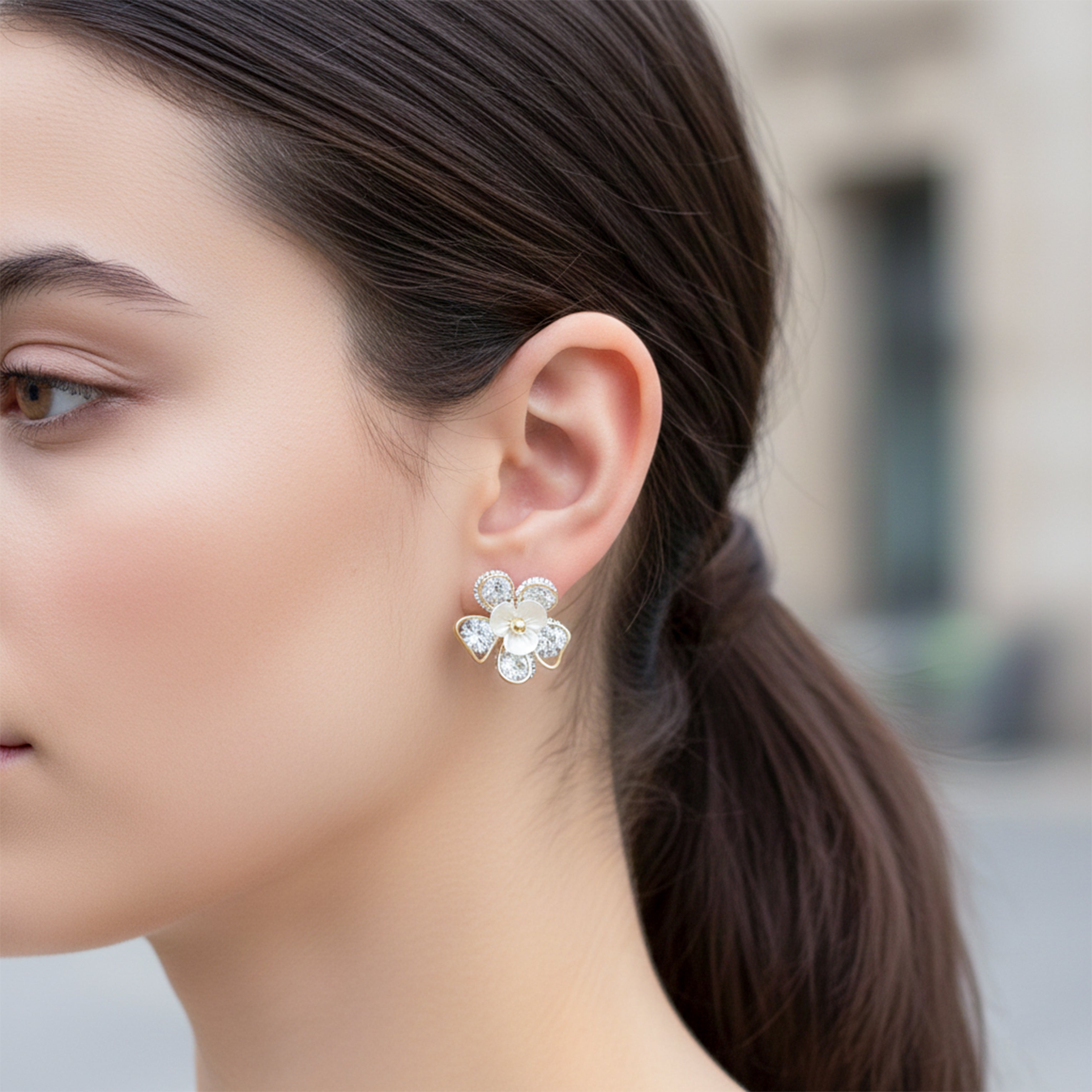Bloom Crystal Floral Earrings GWE -99