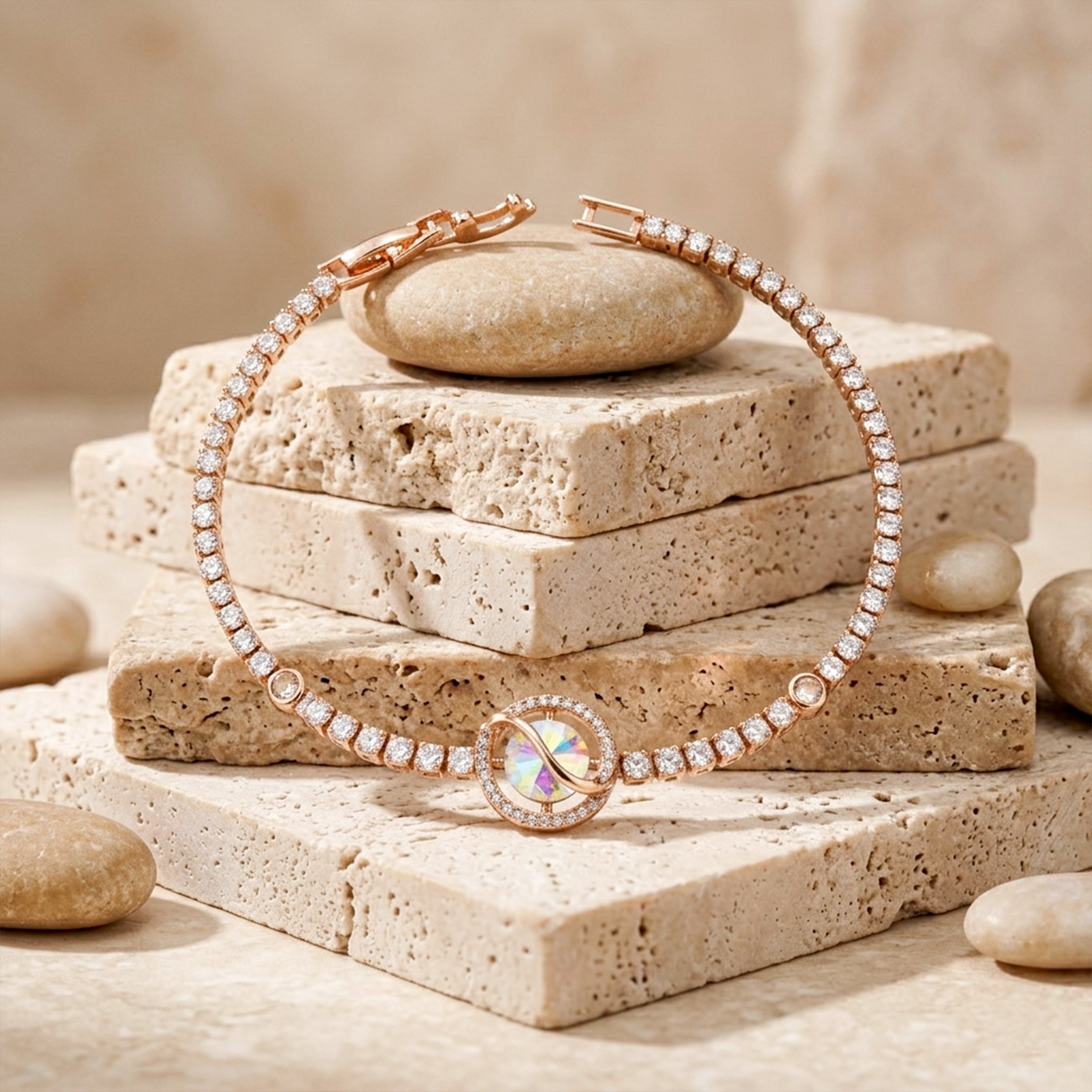 Rose Gold Crystal Infinity Bracelet GWB -89