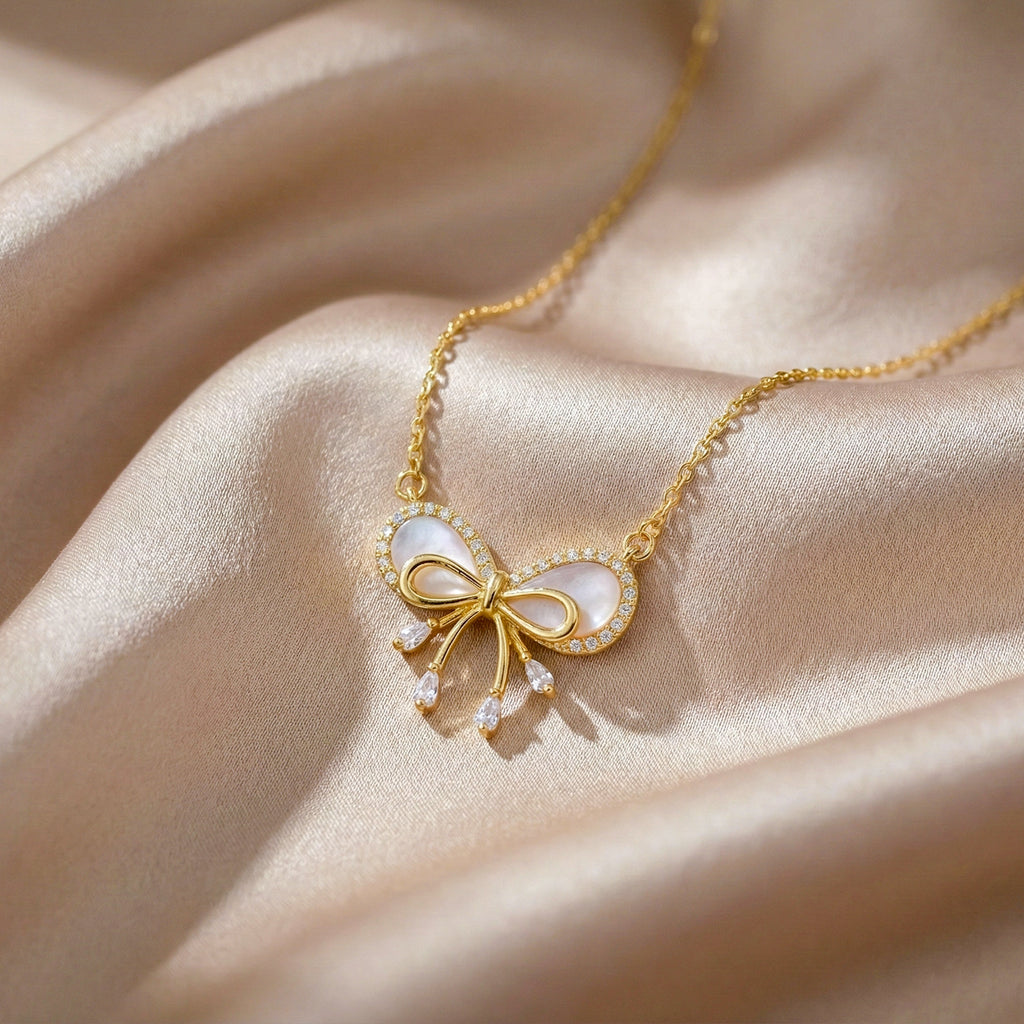 Gold Coquette Bow Women Necklace GWN -154