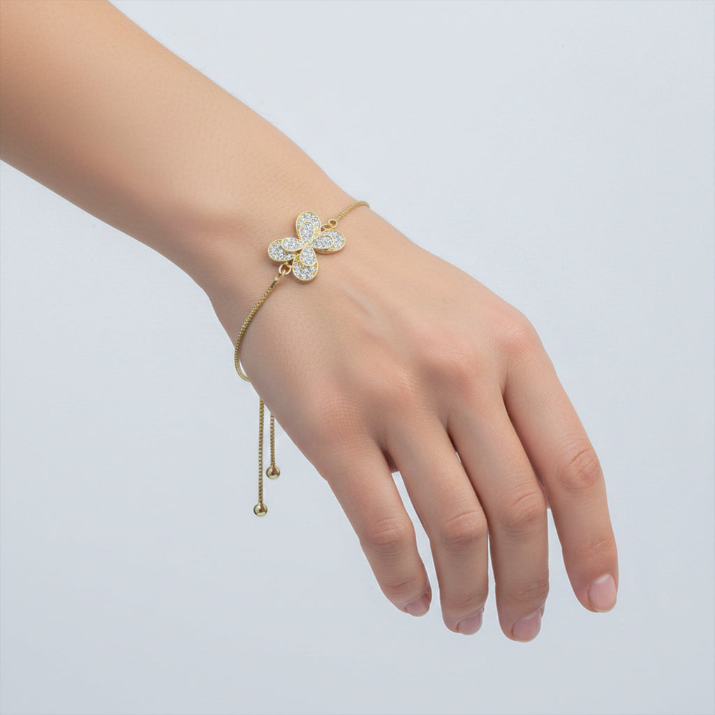 Gold CZ Butterfly Adjustable Bracelet GWB -162