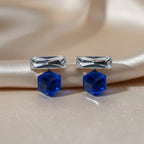 Blue & Clear Crystal Geometric Drop Earrings GWE -156