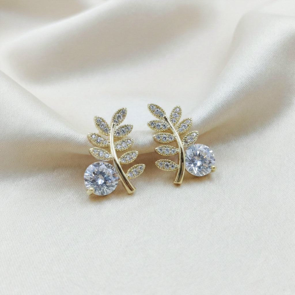 Golden Fern Sparkle Studs GWE -103