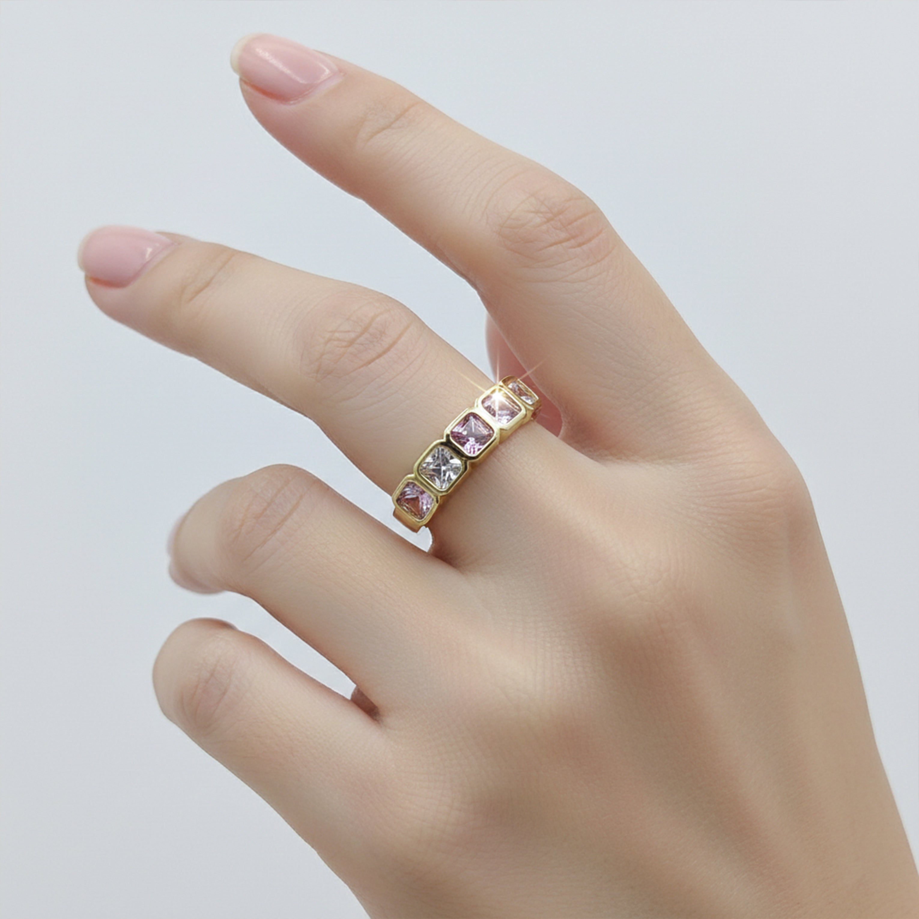Pastel Square Crystal Open Ring GWR -31