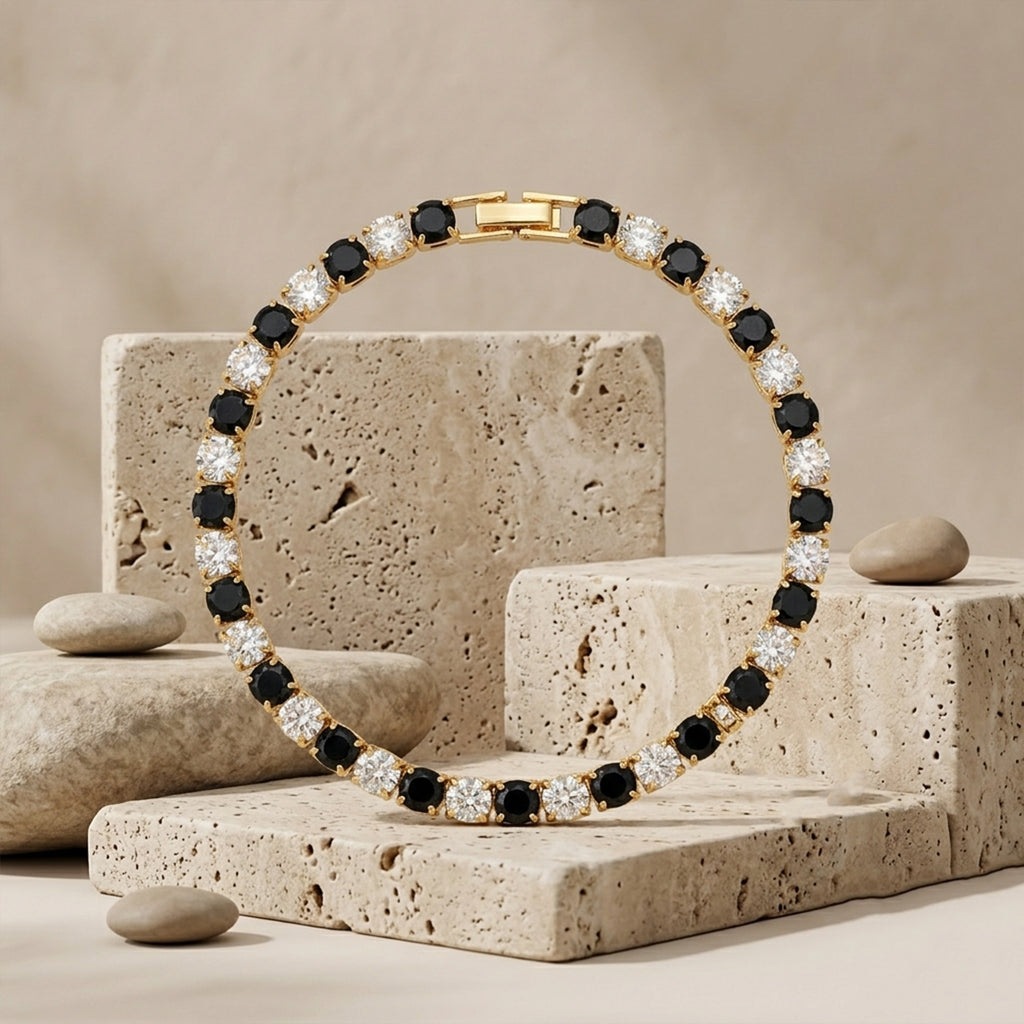 Black & Clear Crystal Tennis Bracelet GWB -78