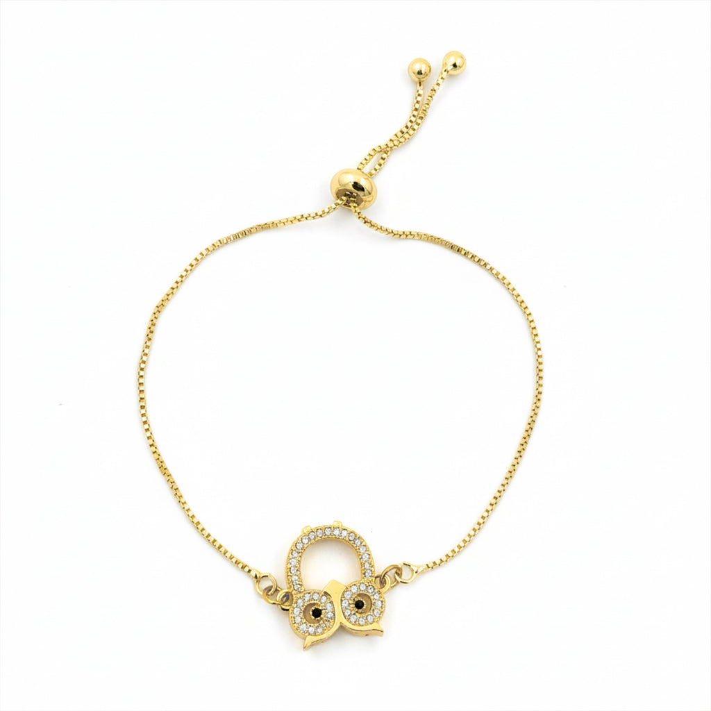 Gold CZ Owl Adjustable Bracelet GWB -164