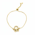Gold CZ Owl Adjustable Bracelet GWB -164