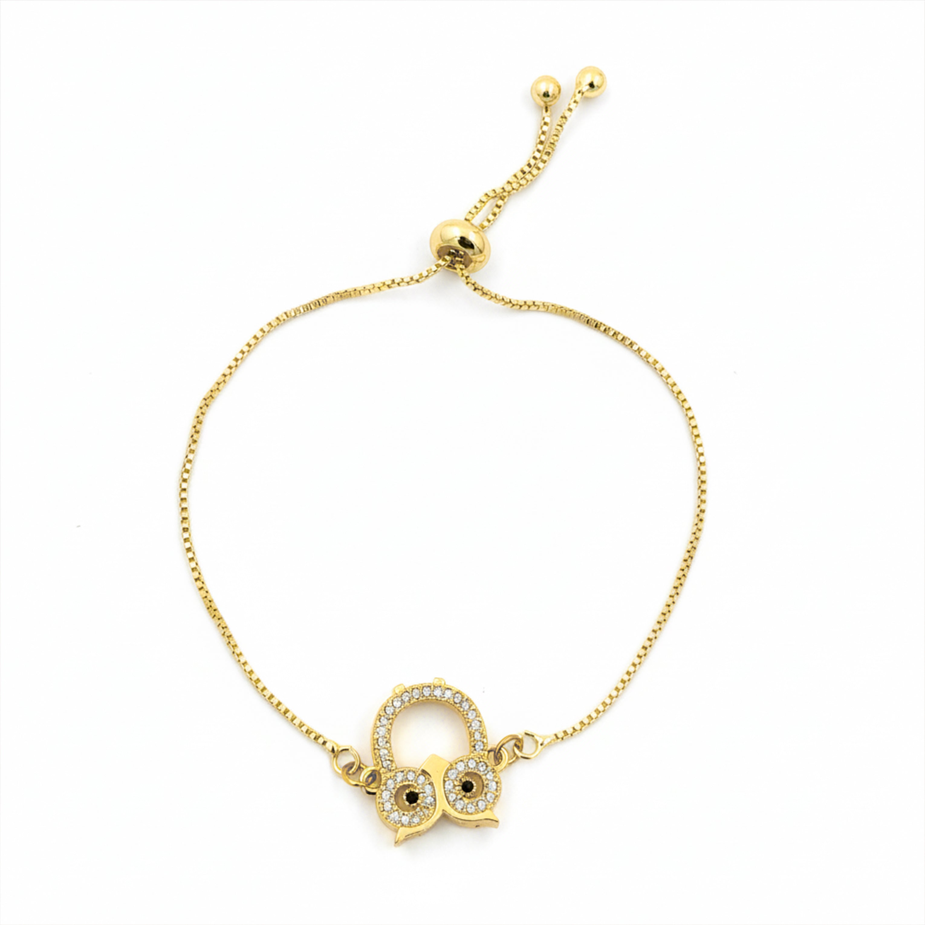 Gold CZ Owl Adjustable Bracelet GWB -164